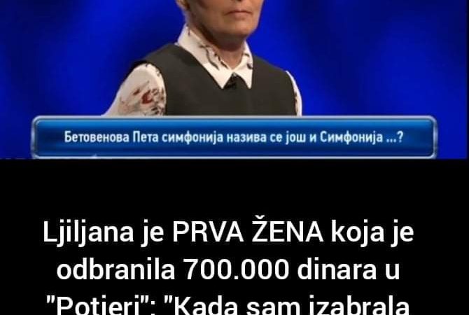 Ljiljana je prva žena koja je odbranila 700.000 dinara u Potjeri, pogledajte šta se desilo kada je odabrala ovaj iznos