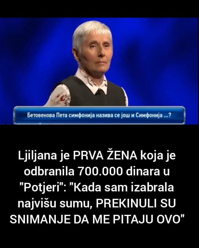 Ljiljana je prva žena koja je odbranila 700.000 dinara u Potjeri, pogledajte šta se desilo kada je odabrala ovaj iznos