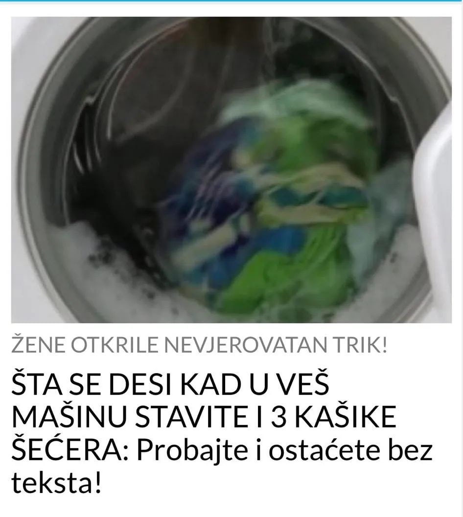 EVO STA CE SE DESITI AKO U VES MASINU UBACITE 3 KASIKE SECERA