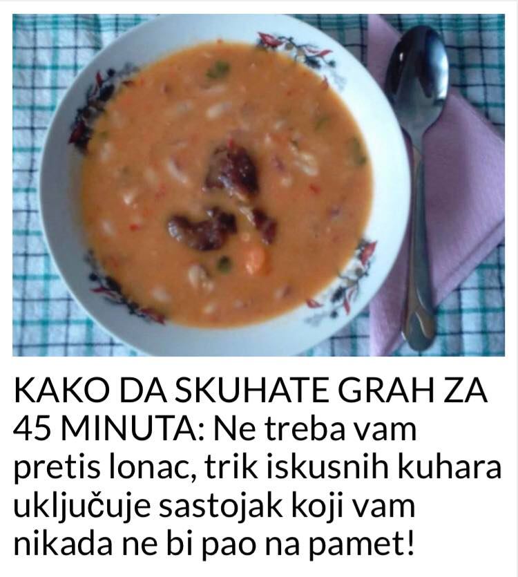 POGLEDAJTE KAKO DA SKUHATE GRAH ZA 45MIN, UKLJUCITE SAMO OVAJ JEDAN SASTOJAK