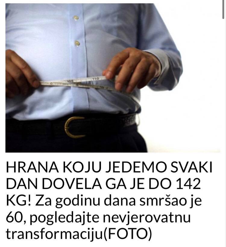 POGLEDAJTE HRANA KOJU JEDEMO SVAKI DAN DOVELA GA JE DO 142 KG