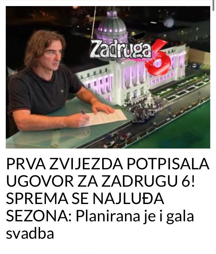 POGLEDAJTE KO JE PRVA ZVIJEZDA KOJA JE POTPISALA UGOVOR ZA ZADRUGU 6 !!!