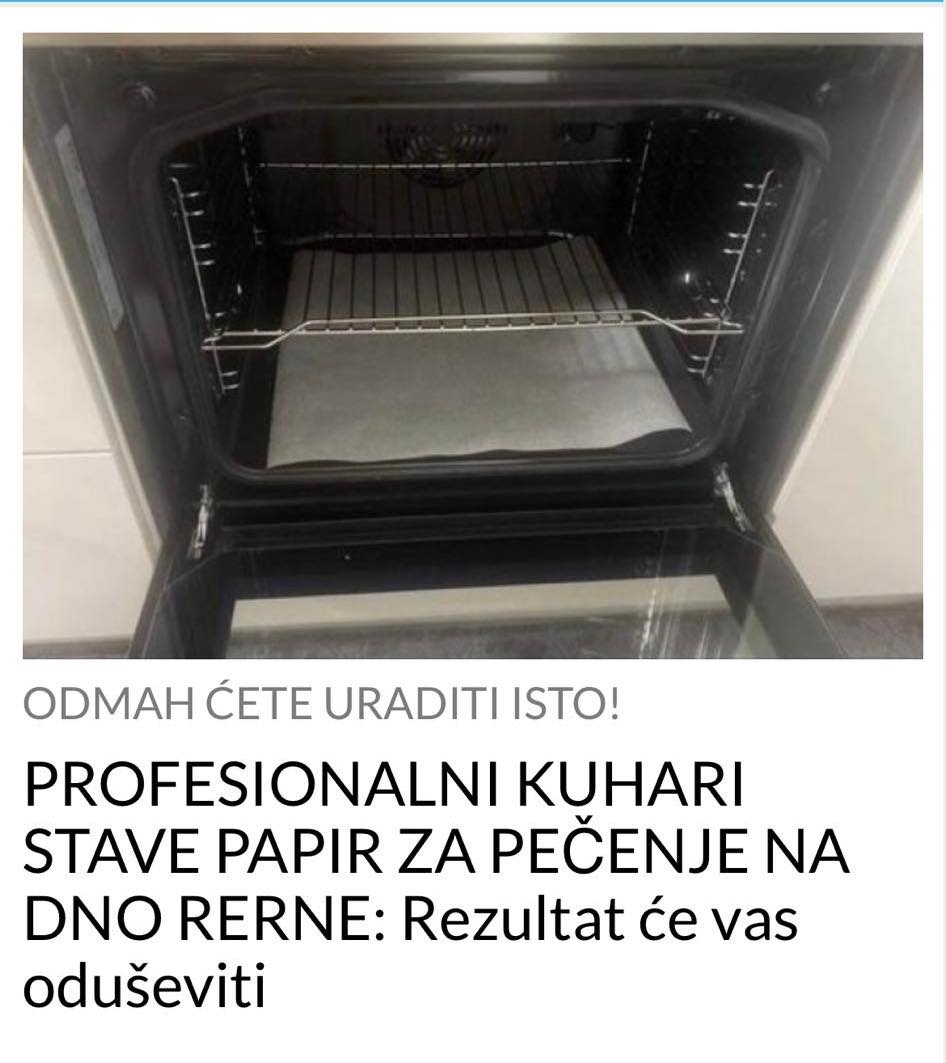 POGLEDAJTE ZAŠTO PROFESIONALNI KUHARI STAVLJAJU PAPIR NA DNO RERNE