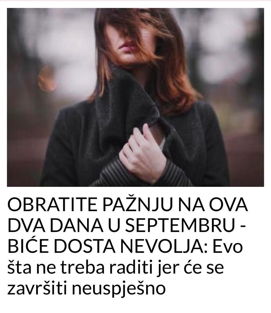 OBRATITE POZORNOST NA OVA DVA DANA U SEPTEMBRU