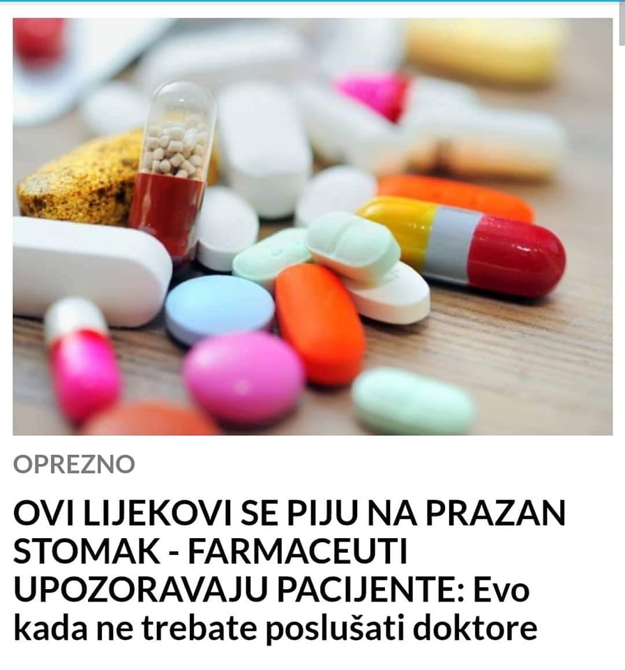 POGLEDAJTE KOJI LIJEKOVI SE PIJU NA PRAZAN STOMAK