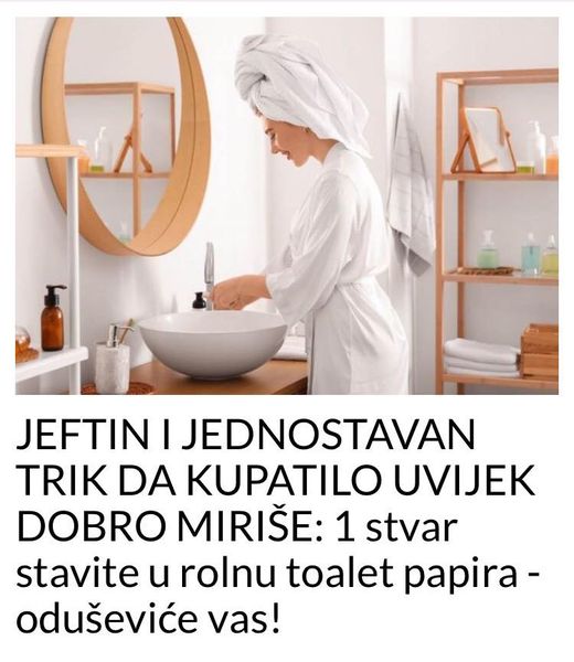 POGLEDAJTE JEDNOSTAVAN TRIK KAKO DA KUPATILO UVIJEK MIRIŠE