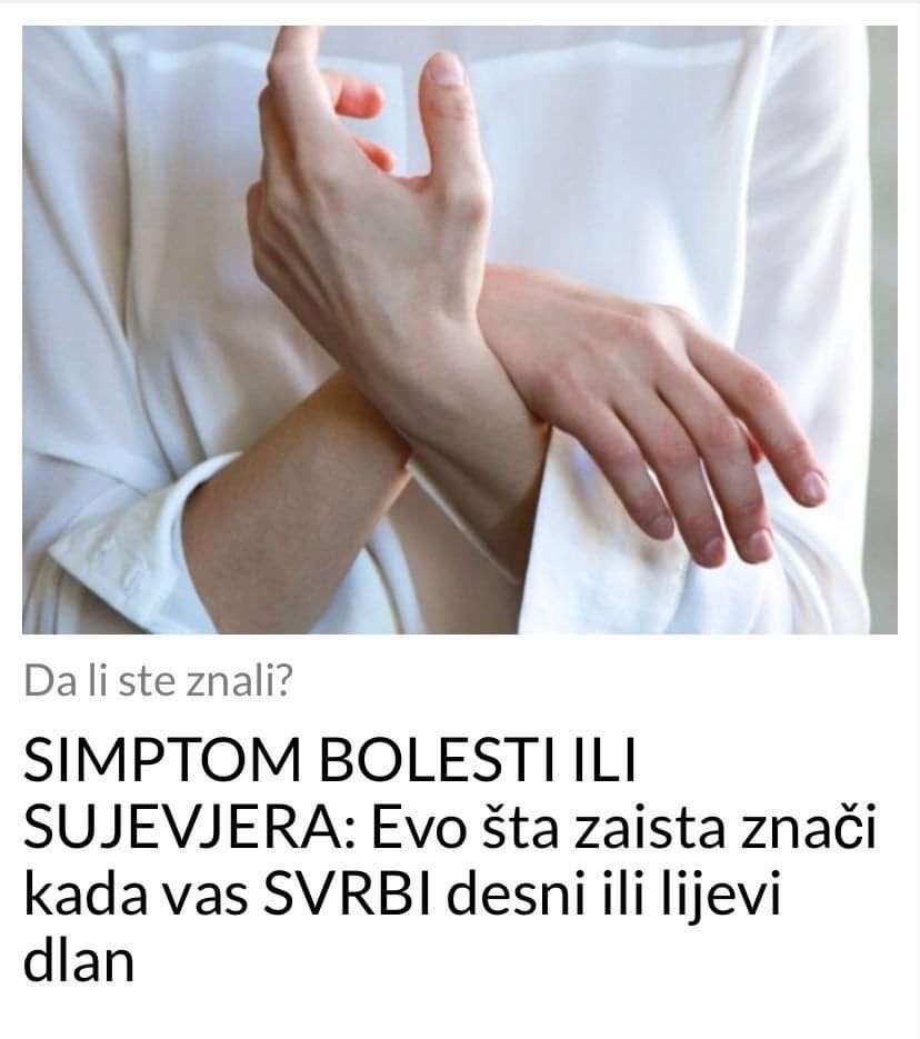 POGLEDAJTE STA ZAISTA ZNACI KAD VAS SVRBI DESNI ILI LIJEVI DLAN