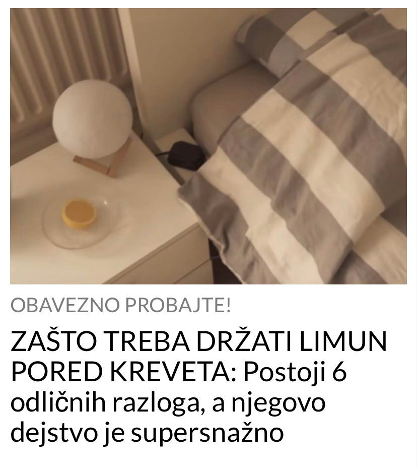 POGLEDAJTE ZAŠTO TREBA DRŽATI LIMUN PORED KREVETA