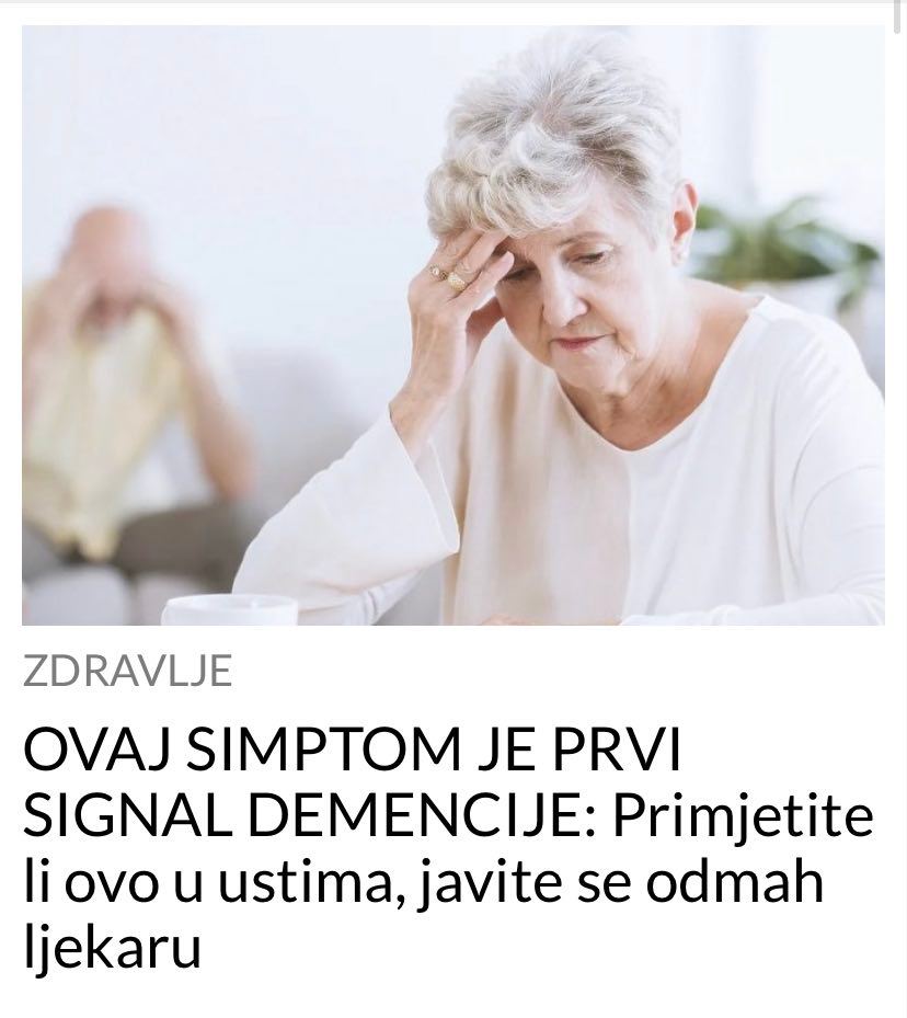 POGLEDAJTE KOJI SIMPTOM JE PRVI SIGNAL DEMENCIJE