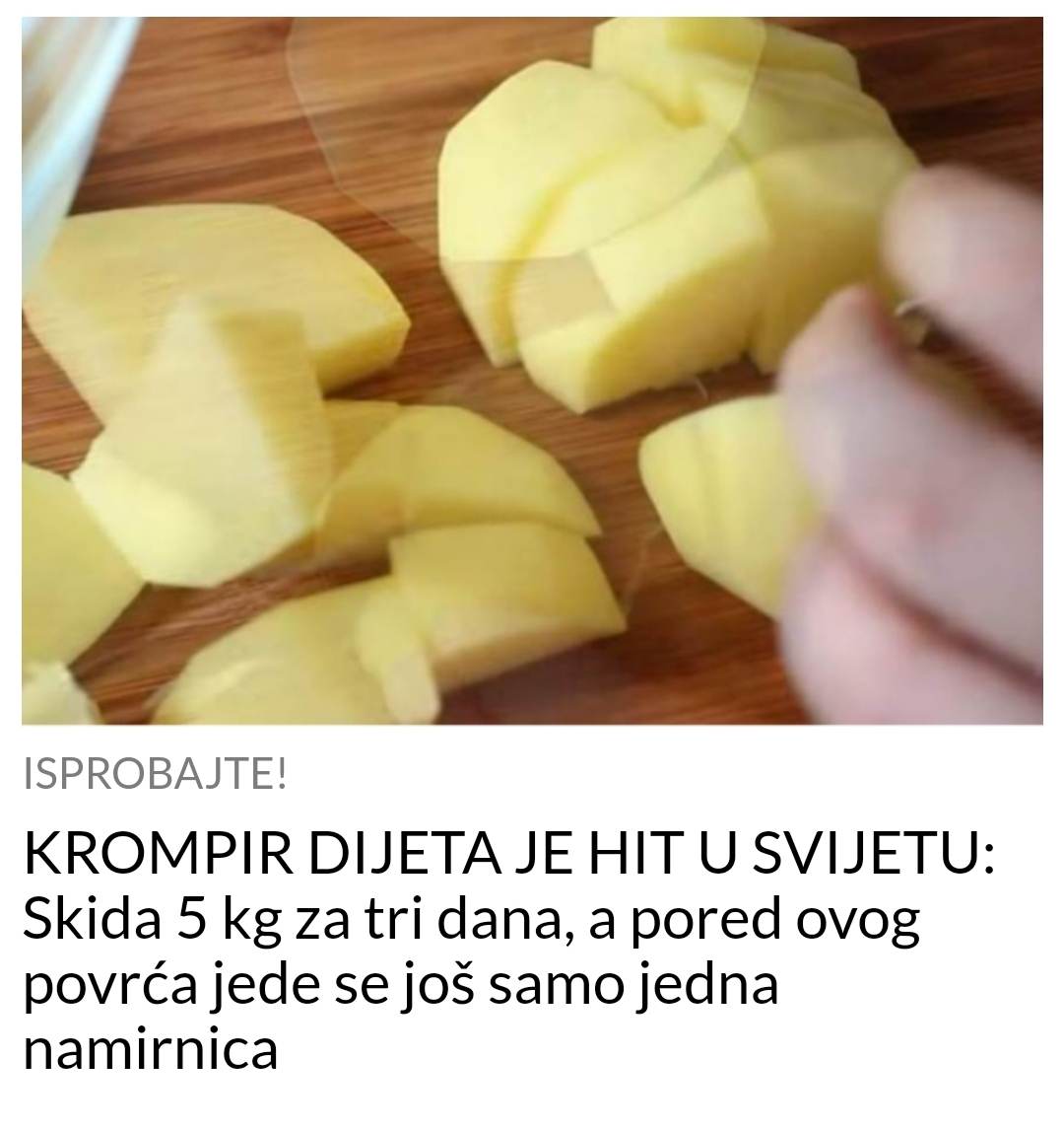 POGLEDAJTE RECEPT ZA KROMPIR DIJETU POMOCU KOJE MRSAVITE 5 KG ZA 3 DANA