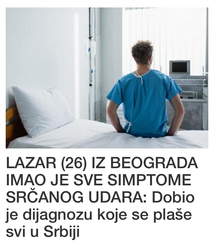 LAZAR (26) IZ BEOGRADA IMAO JE SVE SIMPTOME SRČANOG UDARA