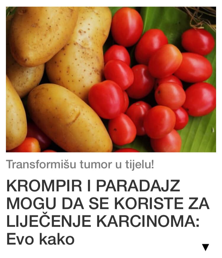 KROMPIR I PARADAJZ MOGU DA SE KORISTE ZA LIJEČENJE KARCINOMA: